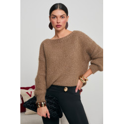 SWETER O LUŹNYM KROJU Z CEKINOWĄ DROBINKĄ