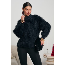 FUTRZANY SWETER Z POŁYSKUJĄCĄ NICIĄ