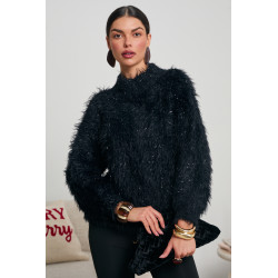FUTRZANY SWETER Z POŁYSKUJĄCĄ NICIĄ