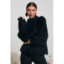 FUTRZANY SWETER Z POŁYSKUJĄCĄ NICIĄ