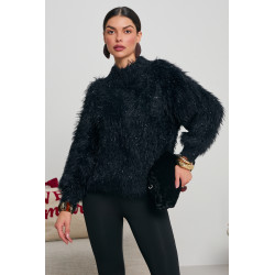 FUTRZANY SWETER Z POŁYSKUJĄCĄ NICIĄ
