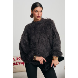 FUTRZANY SWETER Z POŁYSKUJĄCĄ NICIĄ