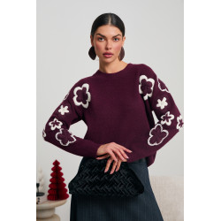 SWETER Z HAFTOWANYMI KWIATAMI