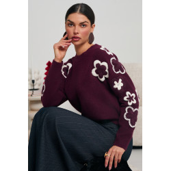 SWETER Z HAFTOWANYMI KWIATAMI