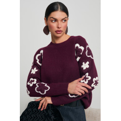 SWETER Z HAFTOWANYMI KWIATAMI