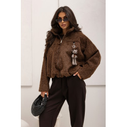 FUTRZANA KURTKA OVERSIZE Z MISIEM
