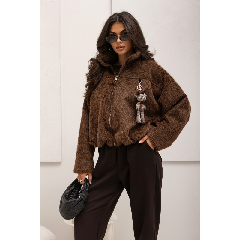 FUTRZANA KURTKA OVERSIZE Z MISIEM