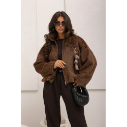 FUTRZANA KURTKA OVERSIZE Z MISIEM