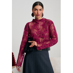 KORONKOWA BLUZKA Z DEKORACYJNYMI KWIATAMI