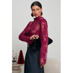 KORONKOWA BLUZKA Z DEKORACYJNYMI KWIATAMI