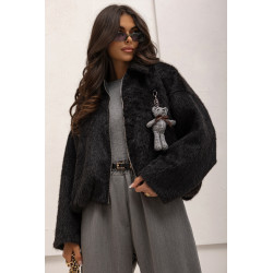 FUTRZANA KURTKA OVERSIZE Z MISIEM
