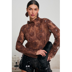 KORONKOWA BLUZKA Z DEKORACYJNYMI KWIATAMI