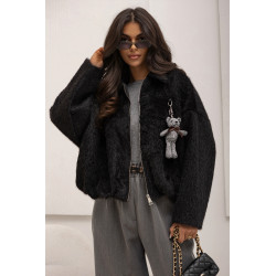 FUTRZANA KURTKA OVERSIZE Z MISIEM