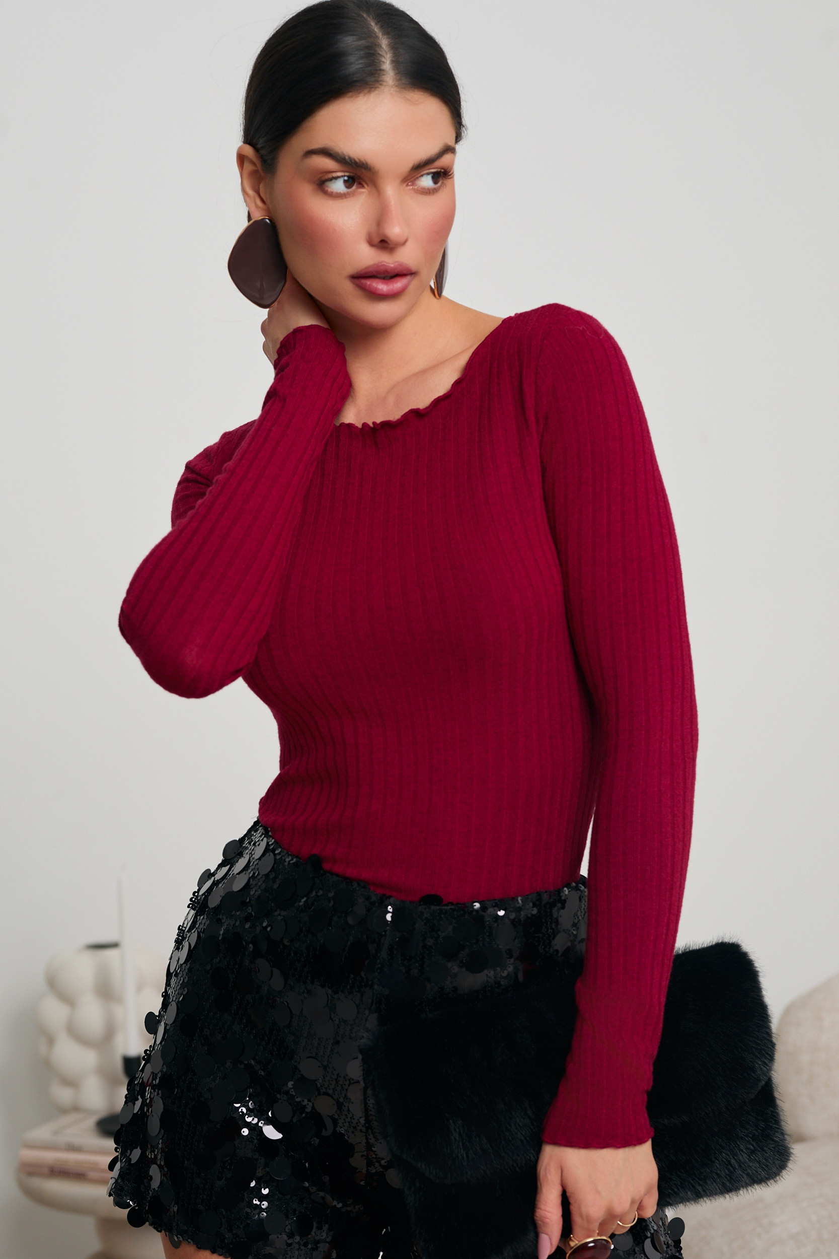 PRĄŻKOWANA BLUZKA Z ELASTYCZNEJ DZIANINY