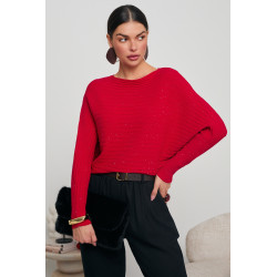 KIMONOWY SWETER Z METALIZOWANĄ DROBINKĄ