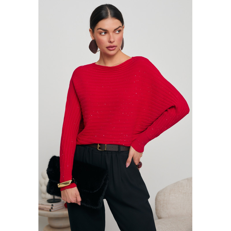 KIMONOWY SWETER Z METALIZOWANĄ DROBINKĄ