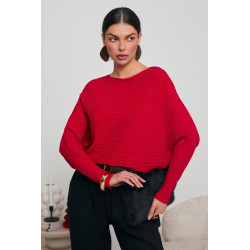 KIMONOWY SWETER Z METALIZOWANĄ DROBINKĄ