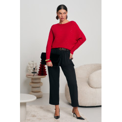 KIMONOWY SWETER Z METALIZOWANĄ DROBINKĄ