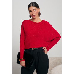 KIMONOWY SWETER Z METALIZOWANĄ DROBINKĄ