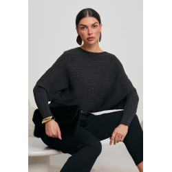 KIMONOWY SWETER Z METALIZOWANĄ DROBINKĄ