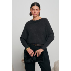 KIMONOWY SWETER Z METALIZOWANĄ DROBINKĄ