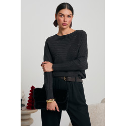 KIMONOWY SWETER Z METALIZOWANĄ DROBINKĄ