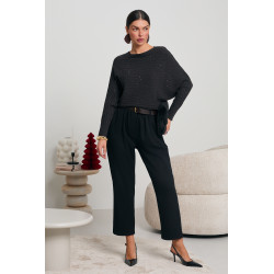 KIMONOWY SWETER Z METALIZOWANĄ DROBINKĄ