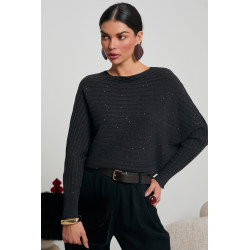 KIMONOWY SWETER Z METALIZOWANĄ DROBINKĄ