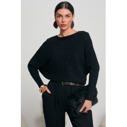 KIMONOWY SWETER Z METALIZOWANĄ DROBINKĄ