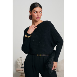 KIMONOWY SWETER Z METALIZOWANĄ DROBINKĄ