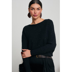 KIMONOWY SWETER Z METALIZOWANĄ DROBINKĄ