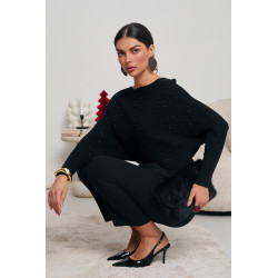 KIMONOWY SWETER Z METALIZOWANĄ DROBINKĄ