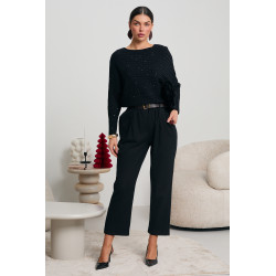 KIMONOWY SWETER Z METALIZOWANĄ DROBINKĄ