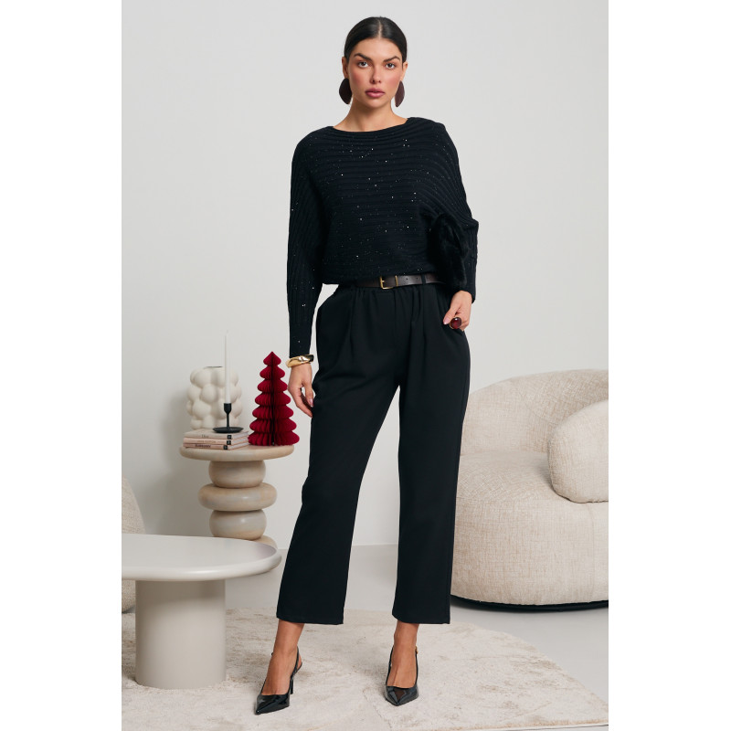 KIMONOWY SWETER Z METALIZOWANĄ DROBINKĄ