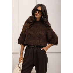 LUŹNY SWETER Z GRUBYM SPLOTEM I STÓJKĄ