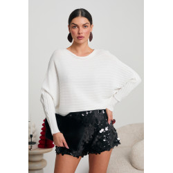 KIMONOWY SWETER Z METALIZOWANĄ DROBINKĄ