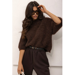 LUŹNY SWETER Z GRUBYM SPLOTEM I STÓJKĄ