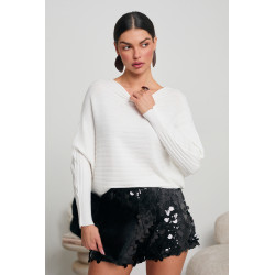 KIMONOWY SWETER Z METALIZOWANĄ DROBINKĄ