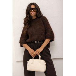 LUŹNY SWETER Z GRUBYM SPLOTEM I STÓJKĄ