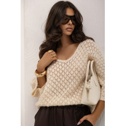 AŻUROWY SWETER O LUŹNYM KROJU