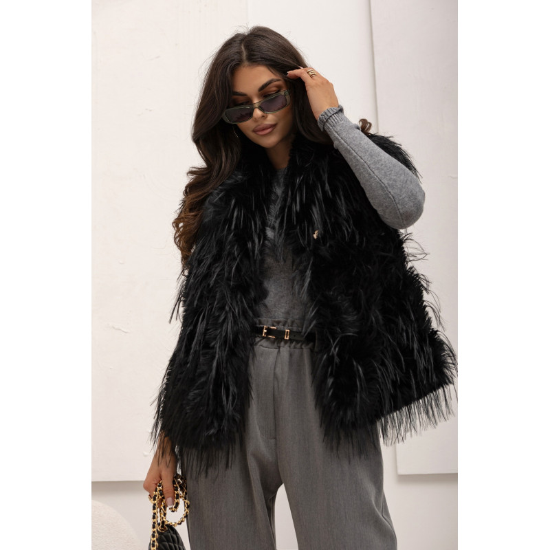 FUTRZANA KAMIZELKA Z DŁUGIM WŁOSIEM