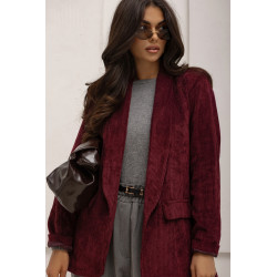 SZTRUKSOWA MARYNARKA Z SZALOWYM KOŁNIERZEM