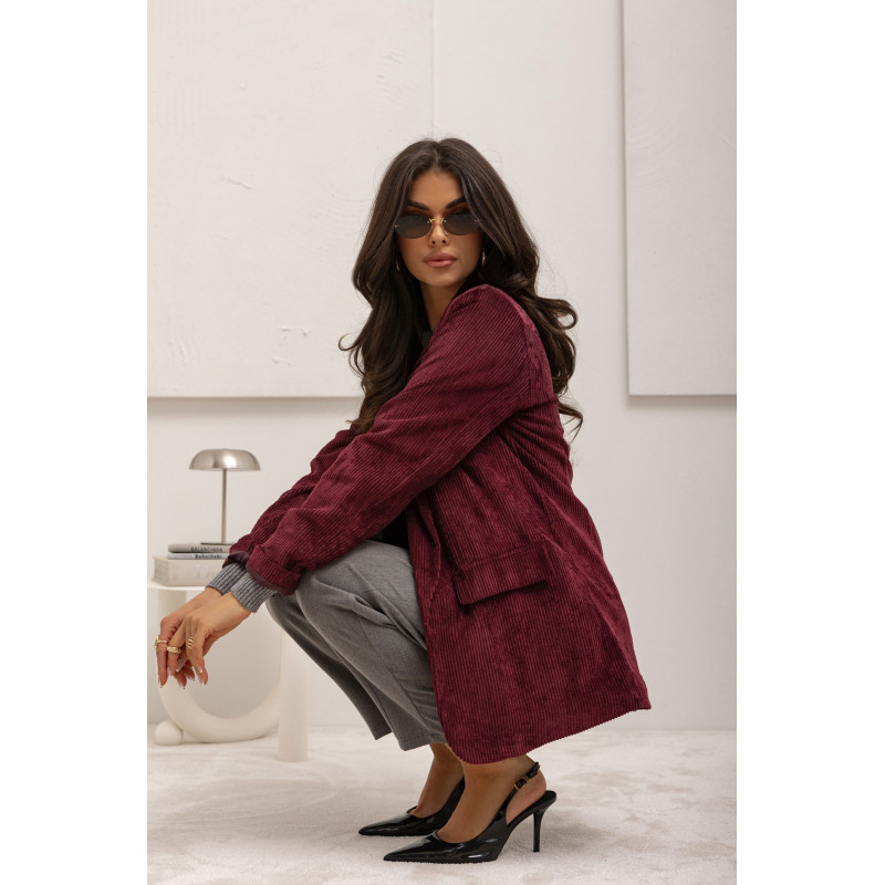 SZTRUKSOWA MARYNARKA Z SZALOWYM KOŁNIERZEM