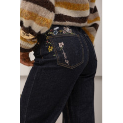 JEANSY TYPU STRAIGHT FIT Z HAFTOWANYMI KWIATAMI