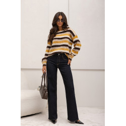 DZIANINOWY SWETER W KOLOROWE PASY