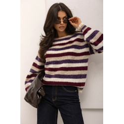 DZIANINOWY SWETER W KOLOROWE PASY