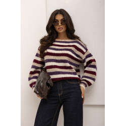 DZIANINOWY SWETER W KOLOROWE PASY