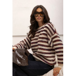 OVERSIZOWY SWETER W PASTELOWE PASY