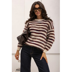 OVERSIZOWY SWETER W PASTELOWE PASY