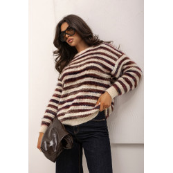 OVERSIZOWY SWETER W PASTELOWE PASY